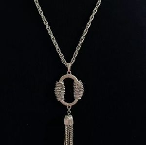 Vintage Sarah Coventry Pendant Tassel Necklace Silver Tone